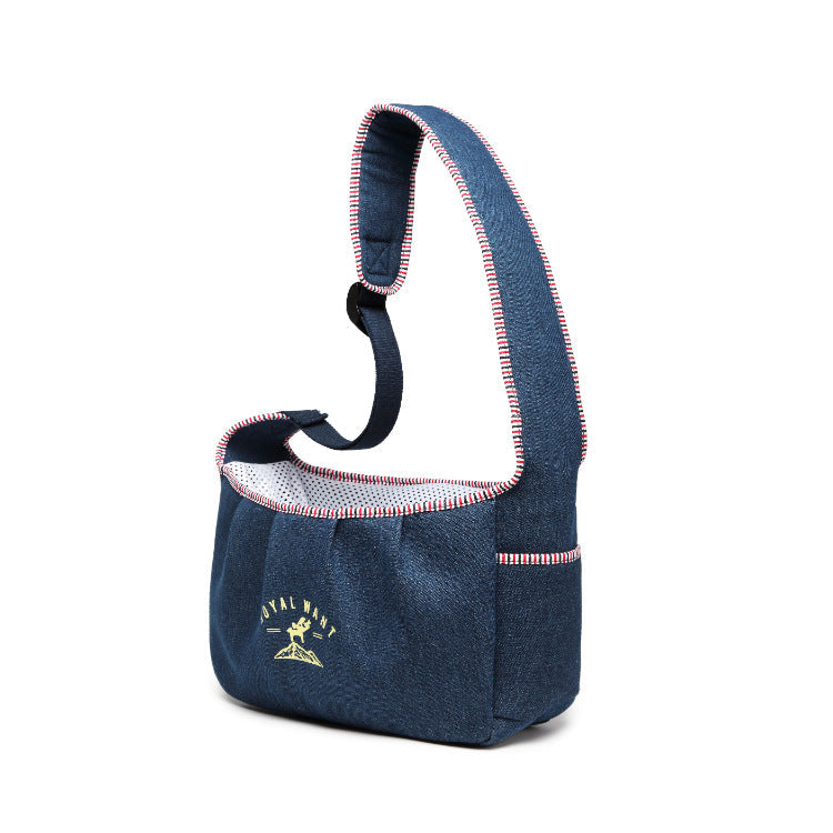 Denim Pet Shoulder Carrier – Breathable Sling with Adjustable Strap