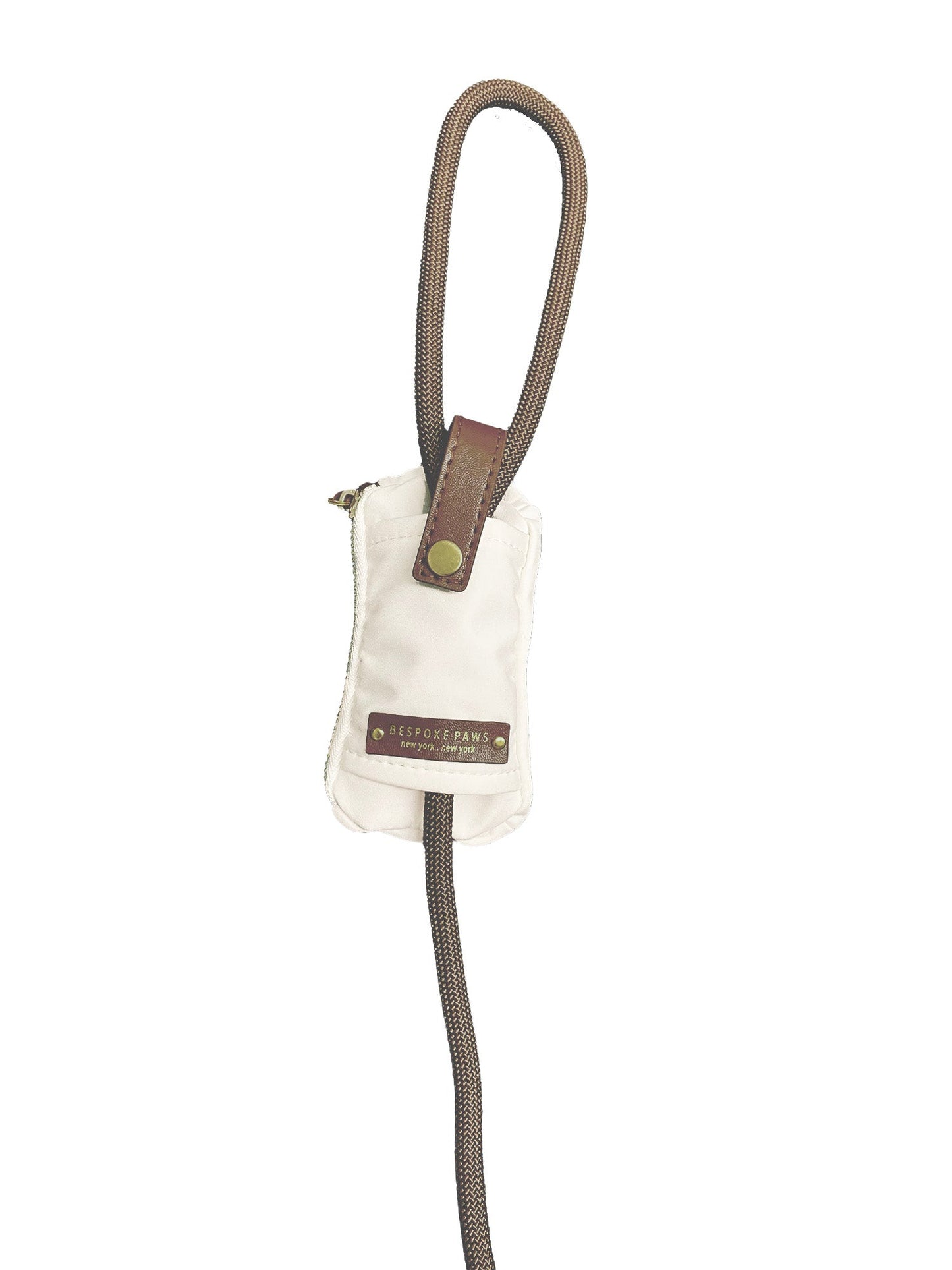 Pawsh Pouch Dangle-Free Dog Waste Bag Dispenser – Ivory Nylon & Vegan Leather Poop Bag Holder