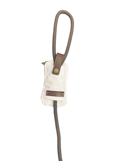 Pawsh Pouch Dangle-Free Dog Waste Bag Dispenser – Ivory Nylon & Vegan Leather Poop Bag Holder
