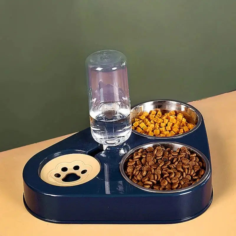 3-in-1 Pet Food Bowl with Automatic Water Feeder | Dual Bowl Feeding Station for Cats & Dogs