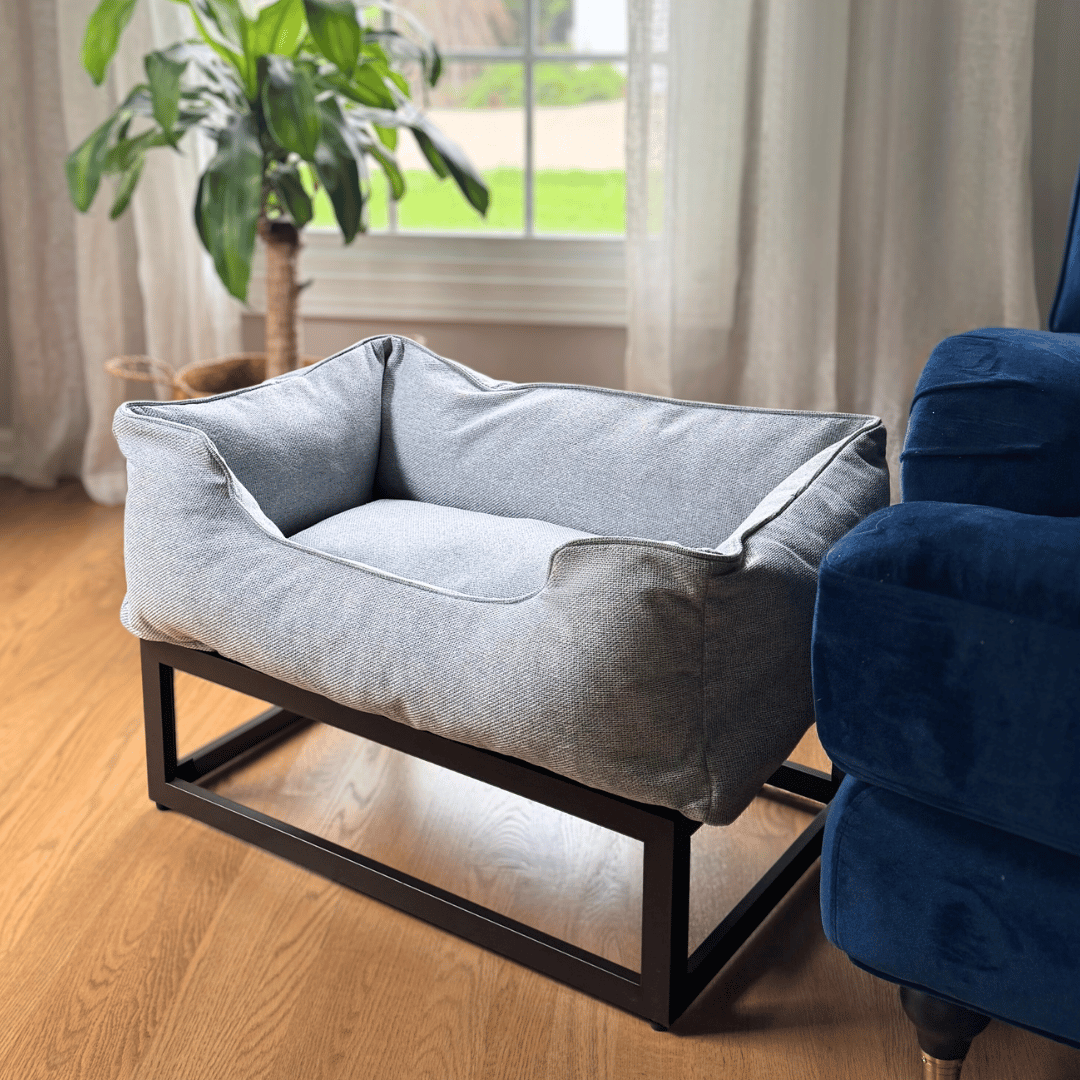 The Sammy Bolster Dog Bed – Sky Blue Performance Fabric (S/M/L/XL)