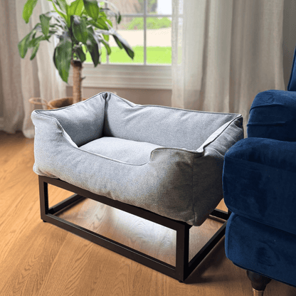 The Sammy Bolster Dog Bed – Sky Blue Performance Fabric (S/M/L/XL)