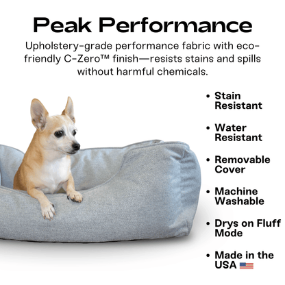 The Sammy Bolster Dog Bed – Sky Blue Performance Fabric (S/M/L/XL)