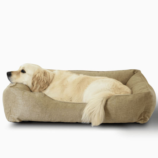 FÜZI Sammy Bolster Dog Bed – Flax Performance Fabric