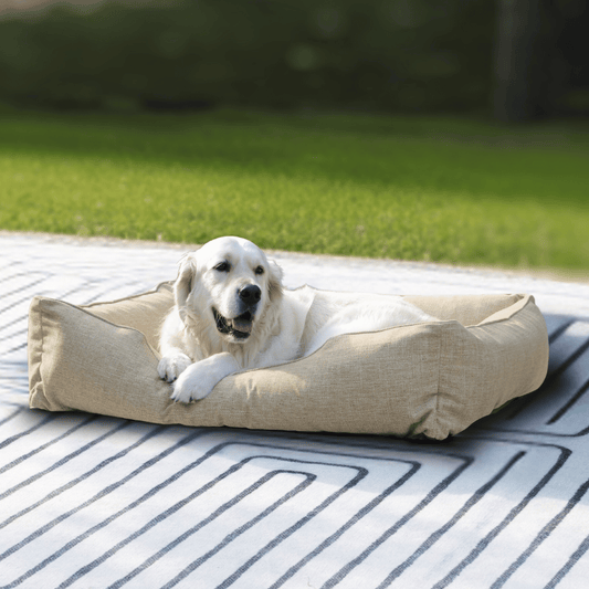 FÜZI Sammy Bolster Dog Bed – Flax Performance Fabric