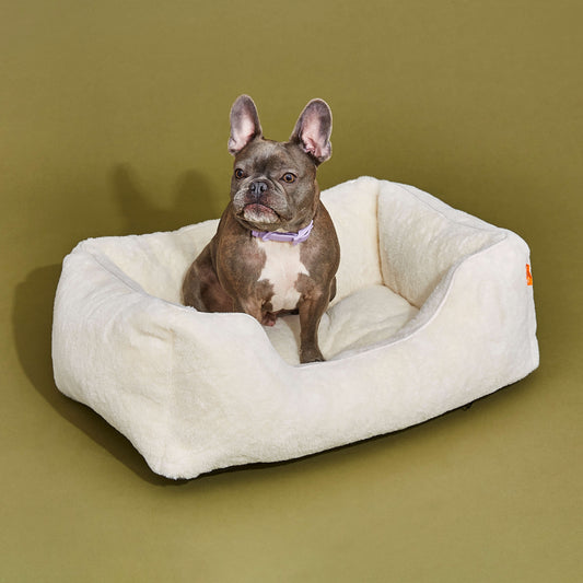 The Sammy Dog Bed | Ultra-Soft Faux Fur Bolster Bed with Chew-Resistant Inserts & Washable Cover (S/M/L)