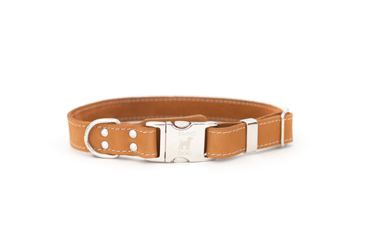 Bestseller Quick-Release Dog Collar – Khaki Full-Grain American Leather with European Steel Buckle, Adjustable Fit for All Breeds