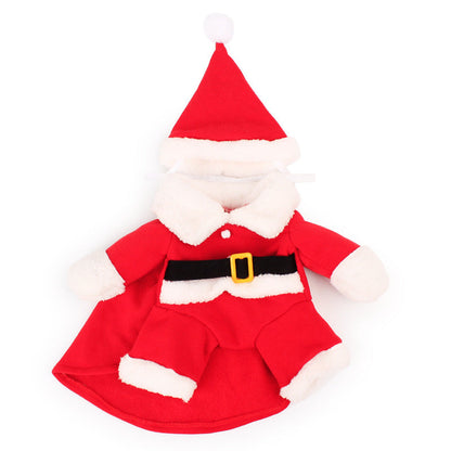 Pet Christmas Standing Santa Costume – Warm Fleece Holiday Outfit