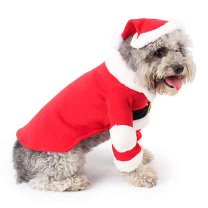 Pet Christmas Standing Santa Costume – Warm Fleece Holiday Outfit