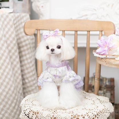 Luxury Japanese design Dog dress chiffon little bow floral