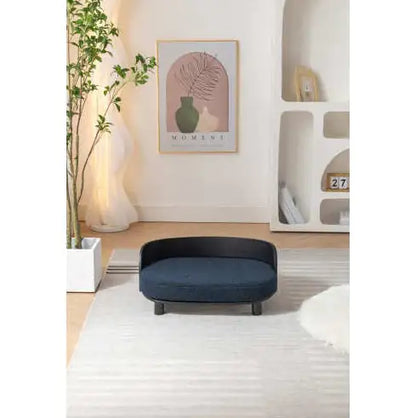 Scandinavian Elevated Pet Sofa Bed | Modern Dog & Cat Couch with Solid Wood Legs & Velvet Cushion