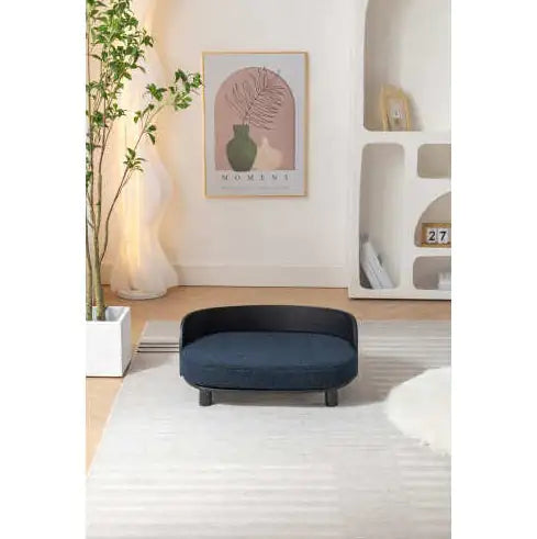 Scandinavian Elevated Pet Sofa Bed | Modern Dog & Cat Couch with Solid Wood Legs & Velvet Cushion
