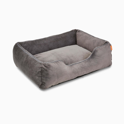 The Sammy Dog Bed – Dark Grey | Faux Fur Bolster Bed with Chew-Resistant Inserts & Washable Cover (S/M/L)