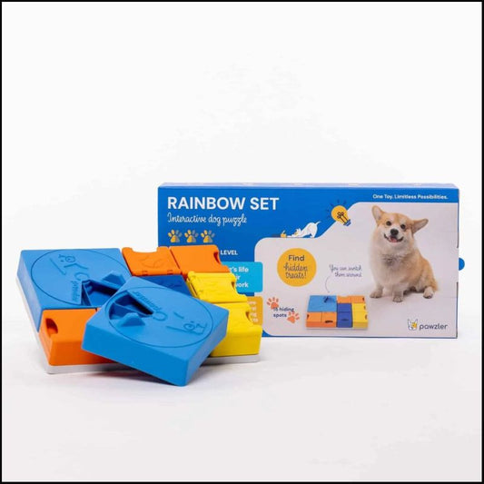 Pawzler Rainbow Set | Multi-Mechanism Dog Puzzle Toy for Treat Hunting & Enrichment