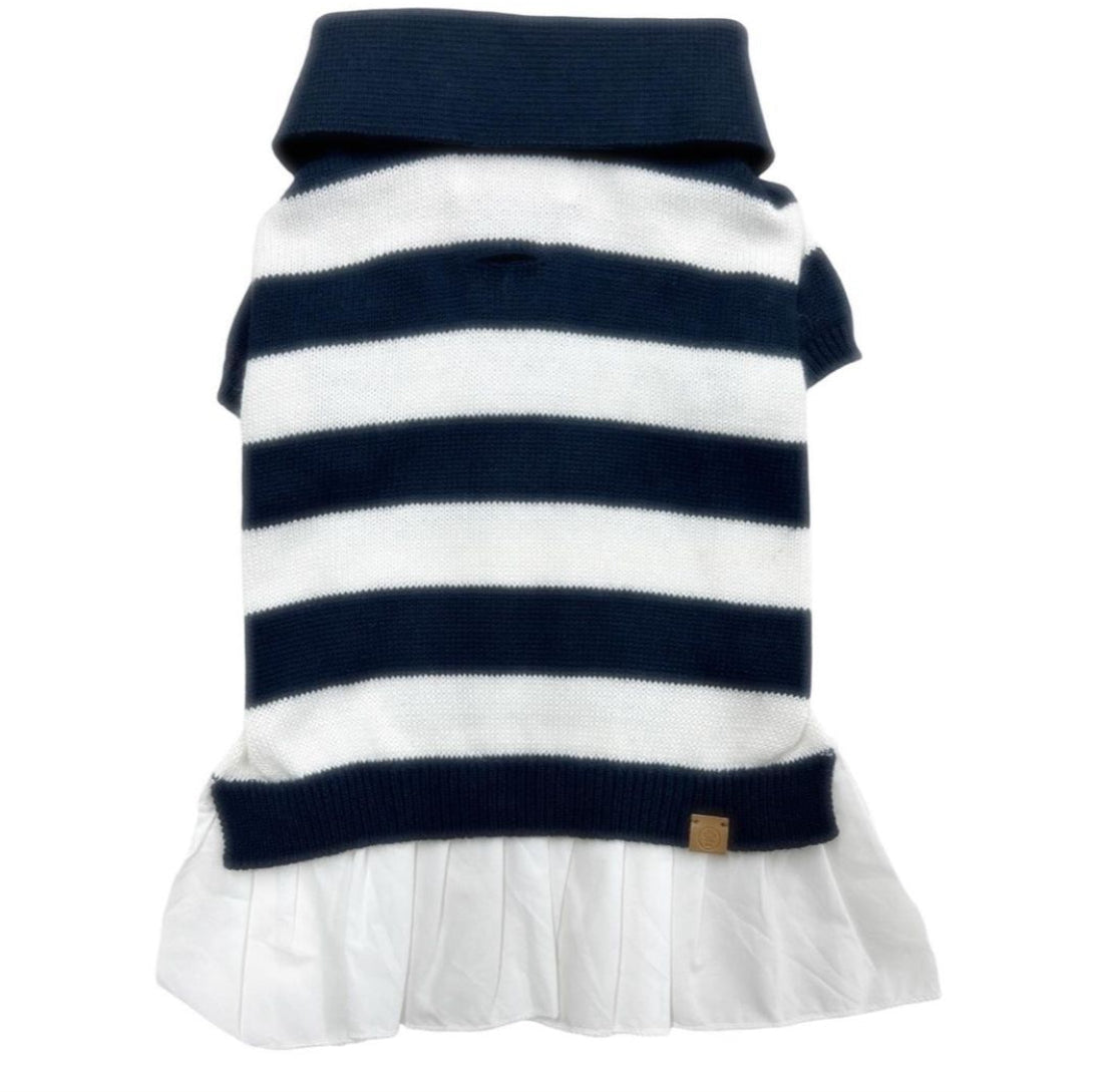 Gladys Cashmere-Blend Polo Dress for Dogs | Luxury Knit Ruffle Pet Dress