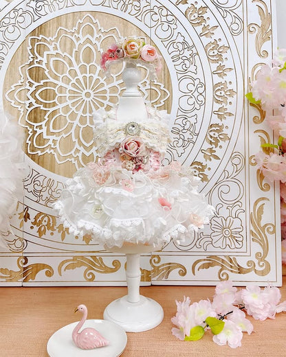 Handmade Lace Flower Dog Dress – High-Quality Pet Princess Outfit