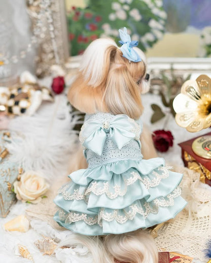 Luxury design high quality dog dress lace big bow
