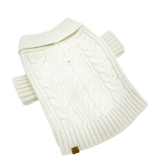 Brooklyn Cashmere Dog Cardigan – Ivory Luxury 100% Cashmere Sweater (XS–XL)