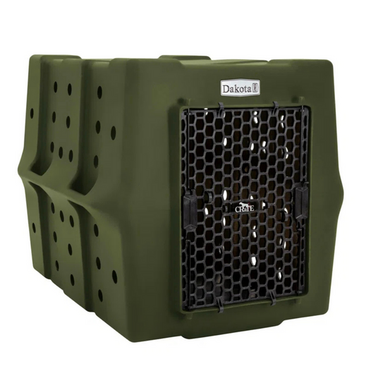 Dakota 283 CRaTE Economy Dog Kennel – Intermediate Olive Green, Heavy-Duty One-Piece Design with Dual-Swing Door, Ventilated & Portable Crate
