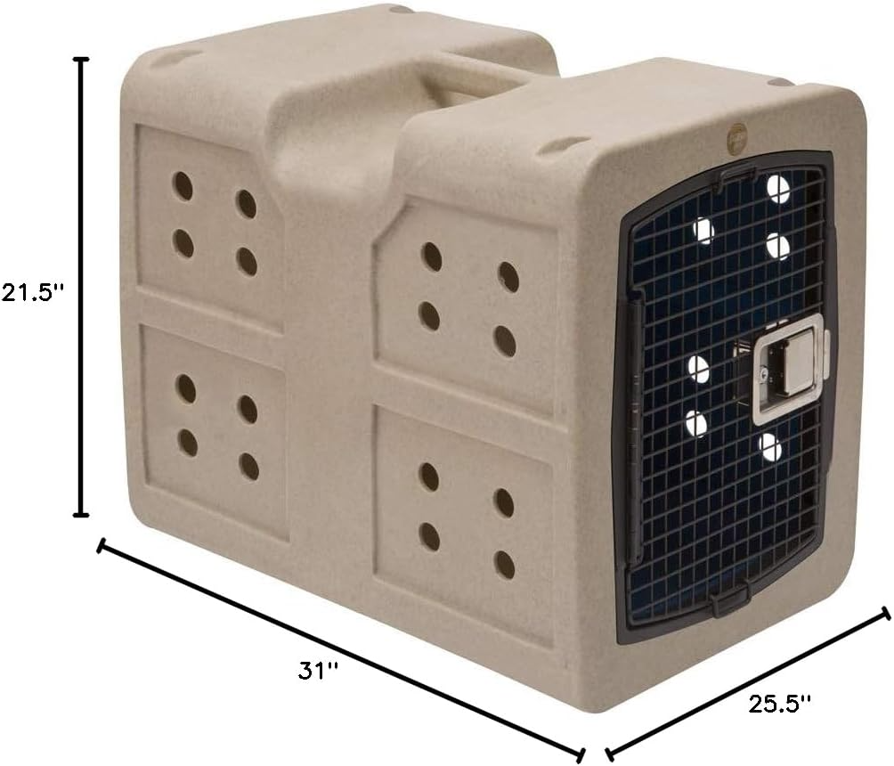 Dakota 283 G3 Dog Kennel – Medium Sandstone, Framed Door with Keyed Latch, Ventilated & Stackable Crate, 31" x 21.5" x 25.5"