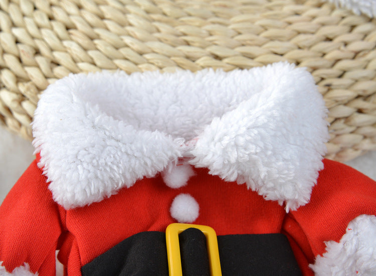 Pet Christmas Standing Santa Costume – Warm Fleece Holiday Outfit