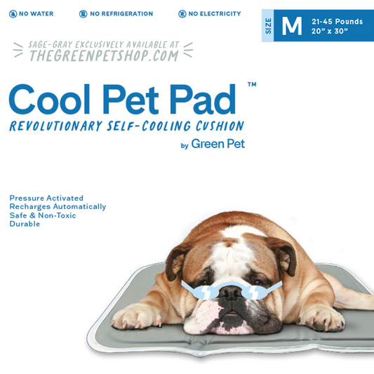 Green Pet Cool Pet Pad – Medium Sage Gray Self-Cooling Pet Bed, Provides Up to 3 Hours of Cooling and Recharges in 15–20 Minutes