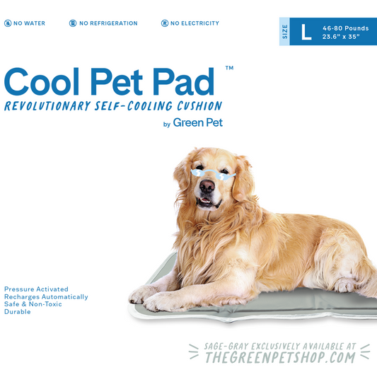 Green Pet Cool Pet Pad – Large Sage Gray Self-Cooling Pet Bed, Provides Up to 3 Hours of Cooling and Recharges in 15–20 Minutes