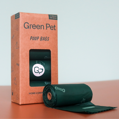 Home-Compostable Dog Poop Bags – 4 Pack (60 Bags) Eco-Friendly, Extra Thick & Leak-Proof Waste Bags for Dogs