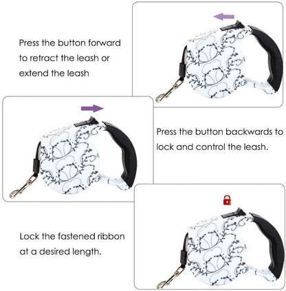 Swirling Vine Retractable Dog Leash – 5M Reflective Nylon Lead for Small & Medium Dogs | Posh Dog Life