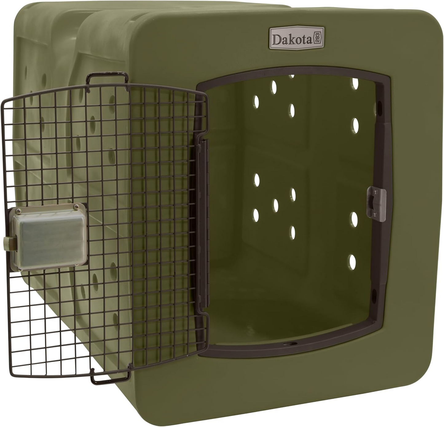 Dakota 283 G3 Dog Kennel – X-Large Olive Green, Framed Door with Keyed Latch, Ventilated & Stackable Crate, 38.5" x 25.5" x 29.5"