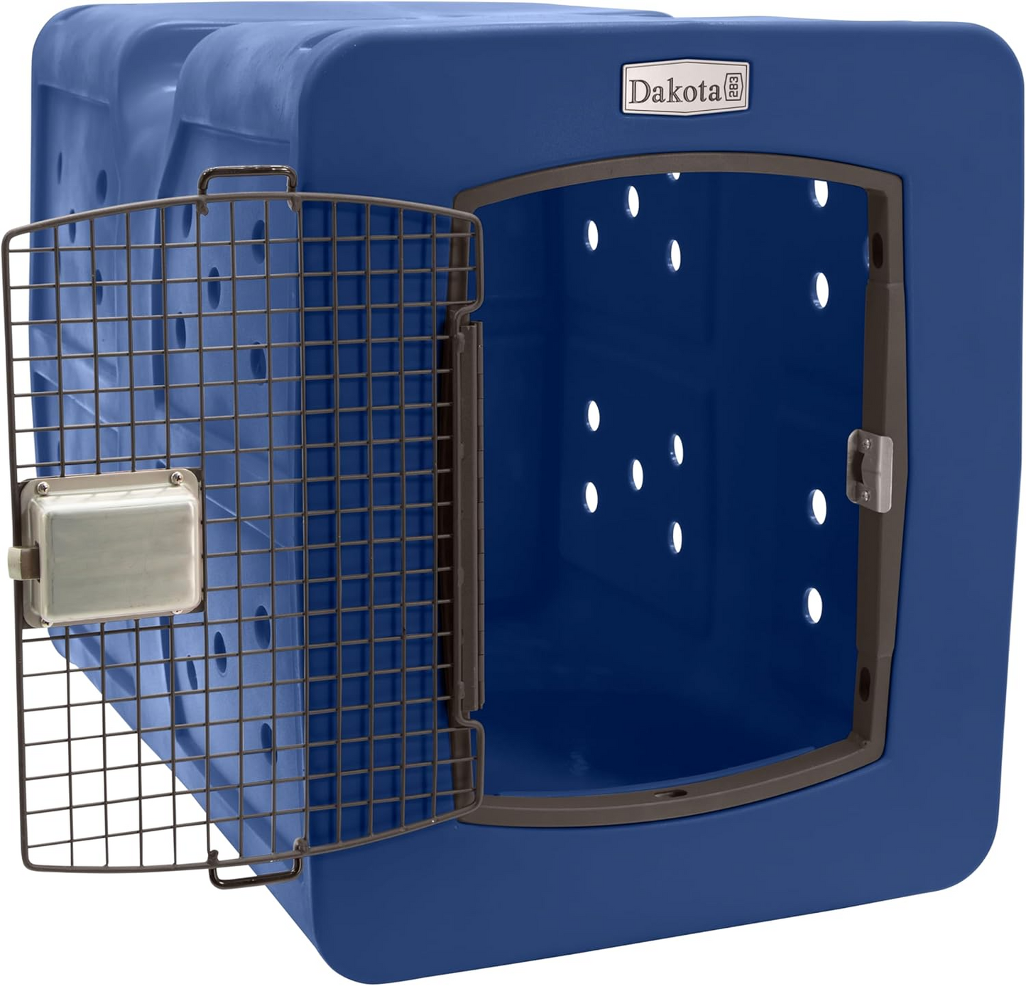 Dakota 283 G3 Dog Kennel – X-Large Blue, Framed Door with Keyed Latch, Ventilated & Stackable Crate, 38.5" x 25.5" x 29.5"