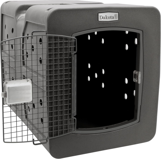 Dakota 283 G3 Dog Kennel with Dakota Guard – Large Dark Granite, Framed Door with Keyed Latch, Ventilated & Stackable Crate, 35.2" x 24.5" x 26.5"