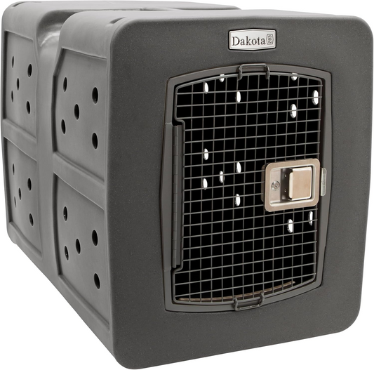 Dakota 283 G3 Dog Kennel with Dakota Guard – Large Dark Granite, Framed Door with Keyed Latch, Ventilated & Stackable Crate, 35.2" x 24.5" x 26.5"