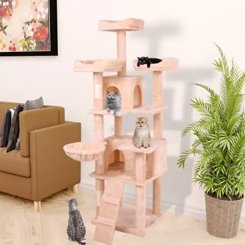 Kitty Cloud Tower | 63" Soft Plush Multi-Level Cat Climber with Stable Base & Anti-Tip Safety