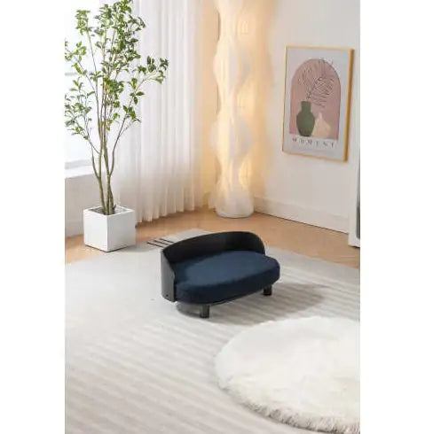 Scandinavian Elevated Pet Sofa Bed | Modern Dog & Cat Couch with Solid Wood Legs & Velvet Cushion