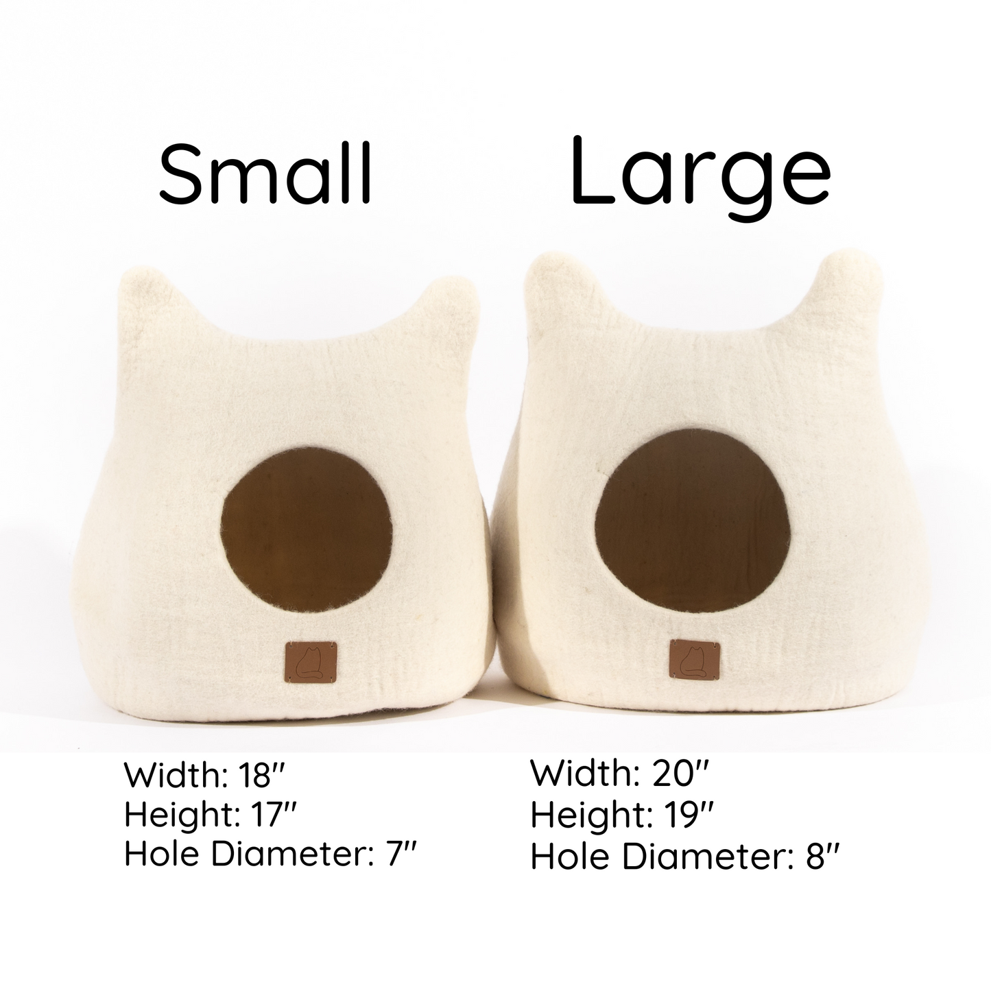 Fuzzy Cove Girl Cat Design Ear Style Felted Wool Cat Cave – Cozy Peekaboo Bed (Small & Large)