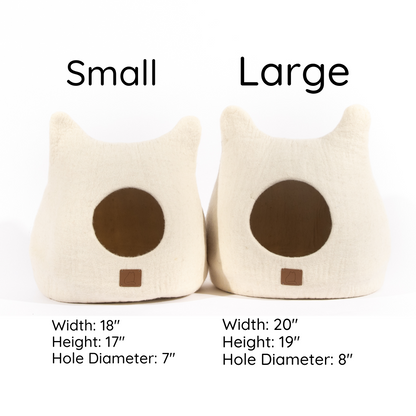 Fuzzy Cove Boy Cat Design Ear Style Felted Wool Cat Cave – Cozy Peekaboo Bed (Small & Large)