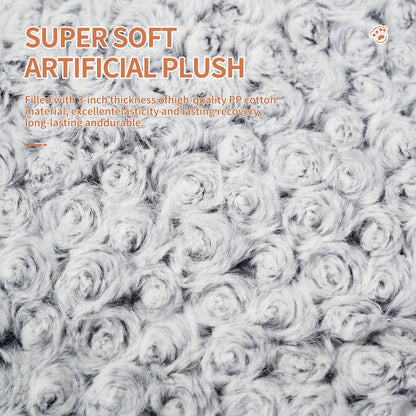 Thickened Rose Velvet Dog Bed – Soft Plush Washable Pet Kennel Mat (Grey)