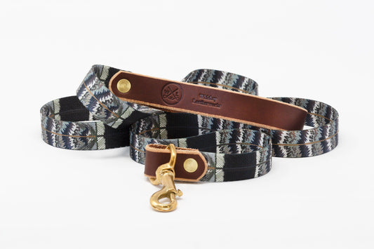 Upland Pattern Leather & Webbing Dog Leash