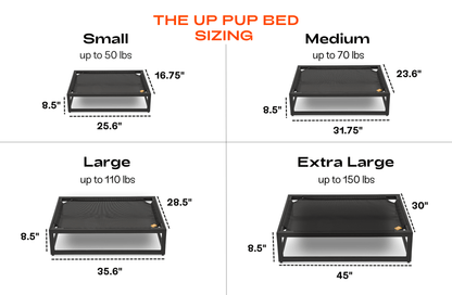 The Up Pup Dog Bed – Brown | Elevated Chew-Resistant Raised Dog Cot with Breathable Mesh & Rust-Proof Metal Frame (S/M/L)