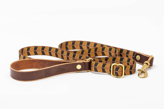 Upland Pattern Leather & Webbing Dog Leash