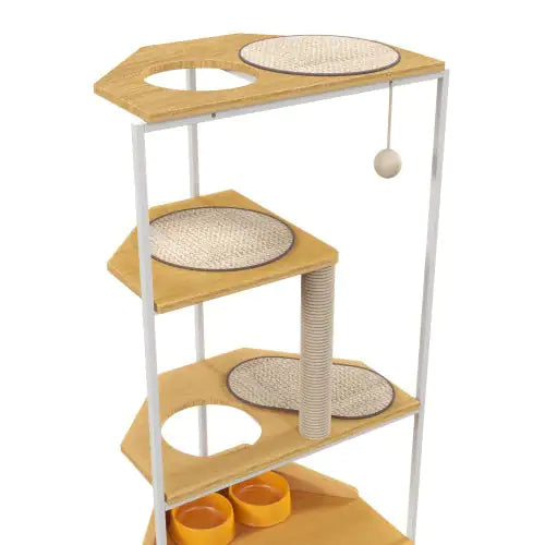 Cat Apartment with Feeding Station & Climbing Platform | Multi-Level Indoor Cat Tower & Furniture