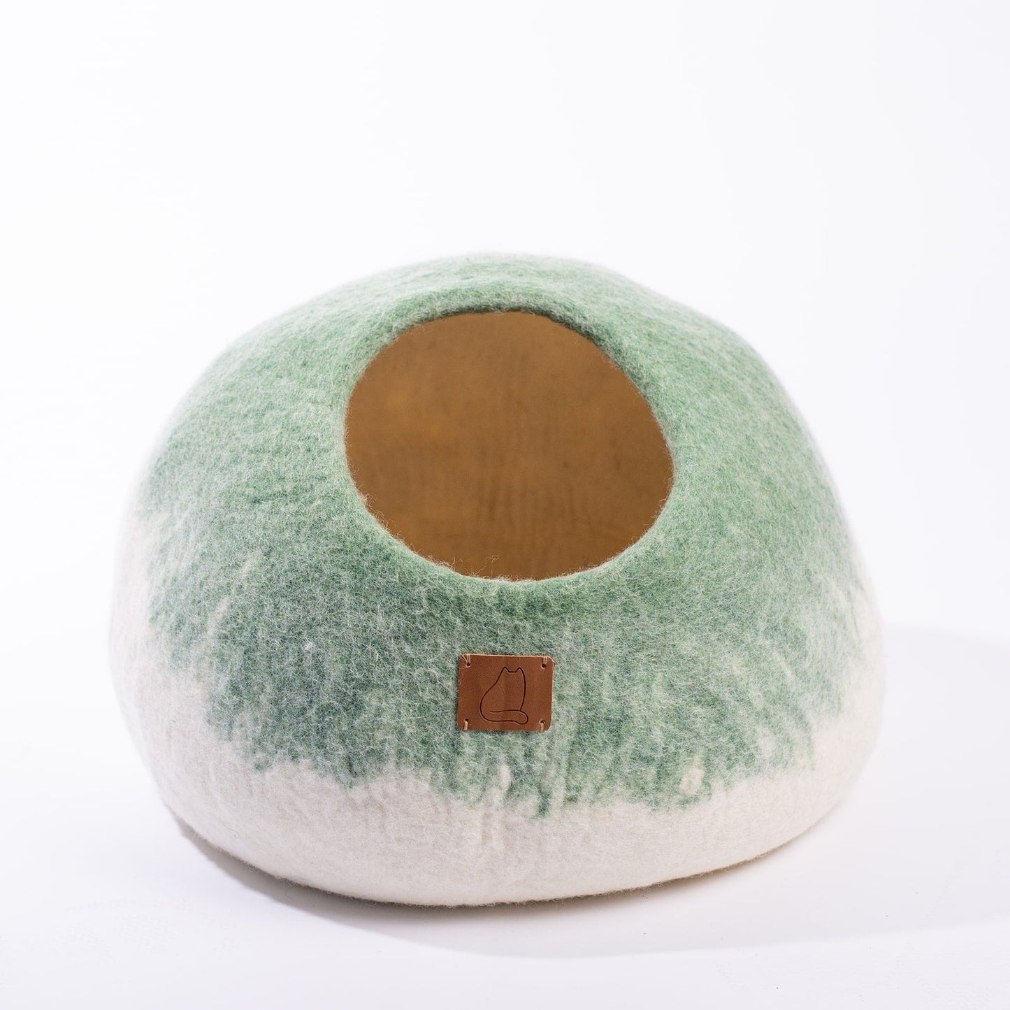 Fuzzy Cove Stripe Design Felted Wool Cat Cave – Round Style Cozy Bed