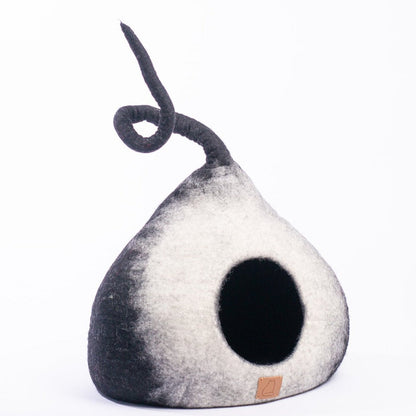 Fuzzy Cove Fade Design Felted Wool Cat Cave – Round Style Ombre Cozy Bed