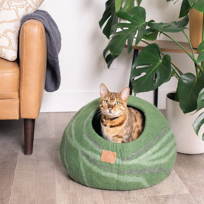 Fuzzy Cove Fade Design Felted Wool Cat Cave – Tail Style Ombre Modern Cat Bed
