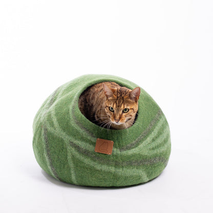 Fuzzy Cove Fade Design Felted Wool Cat Cave – Tail Style Ombre Modern Cat Bed