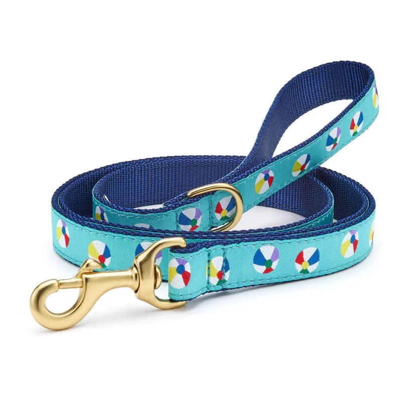 Up Country Beach Balls Dog Harness & Leash Matching Set – Made in USA Adjustable Step-In Summer Harness with Brass Hardware & Colorful Beach Ball Design (Small–Large)