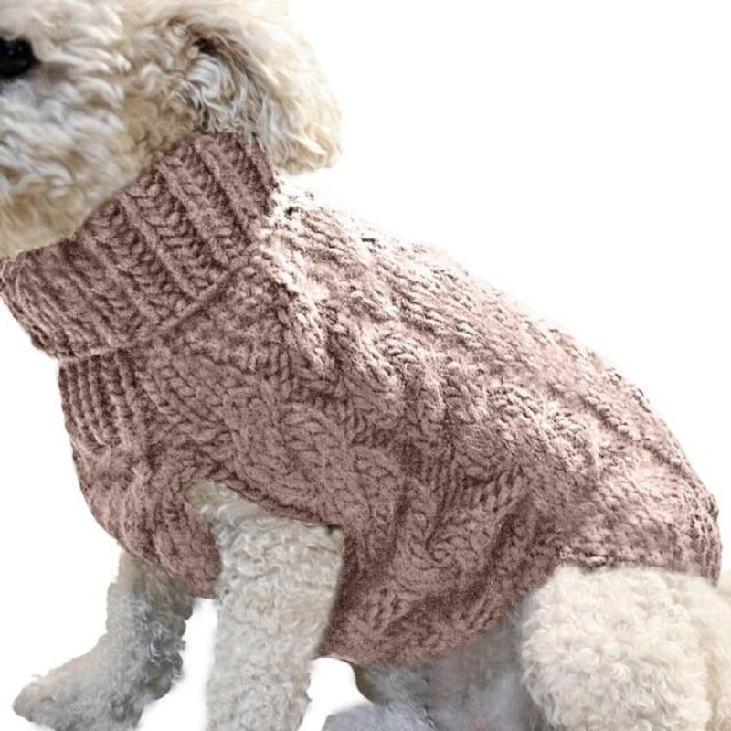 Cable Knit Turtleneck Dog Sweater – Classic Chunky Knit Warm Cotton Sweater for Small Dogs | Posh Dog Life