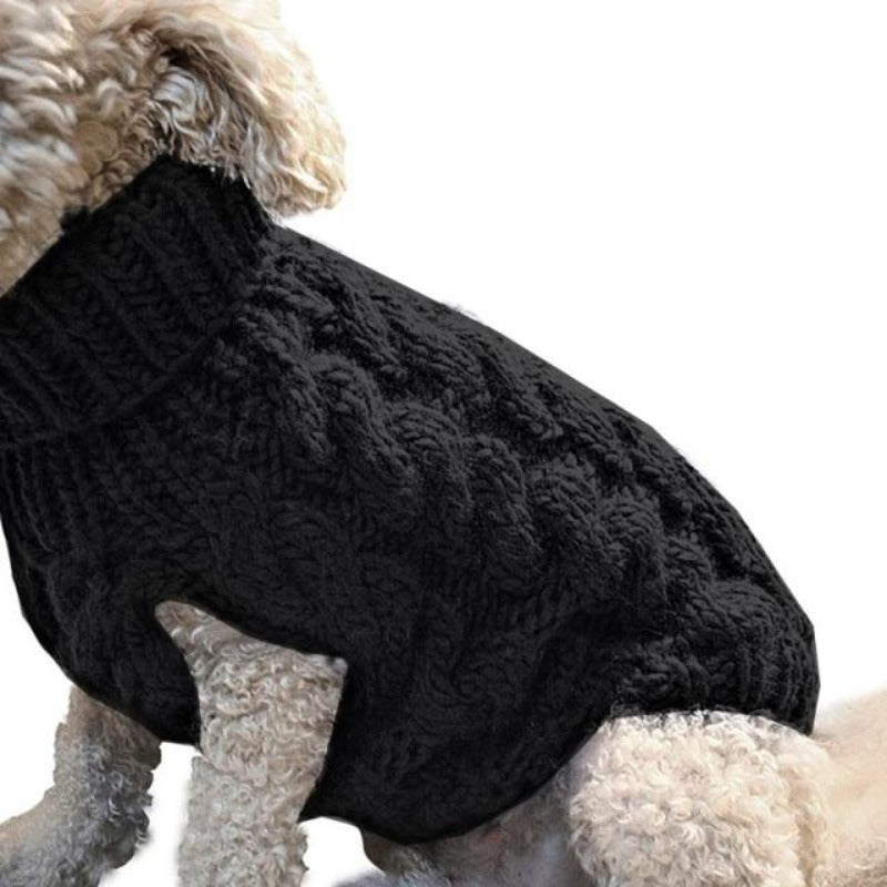 Cable Knit Turtleneck Dog Sweater – Classic Chunky Knit Warm Cotton Sweater for Small Dogs | Posh Dog Life