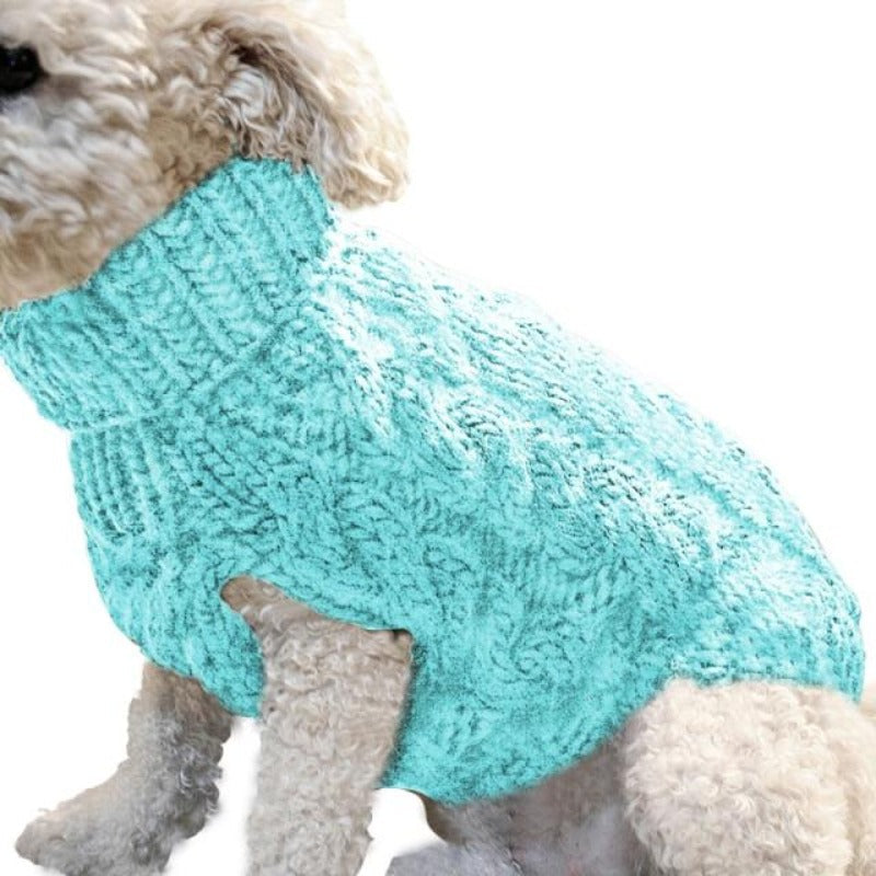 Cable Knit Turtleneck Dog Sweater – Classic Chunky Knit Warm Cotton Sweater for Small Dogs | Posh Dog Life